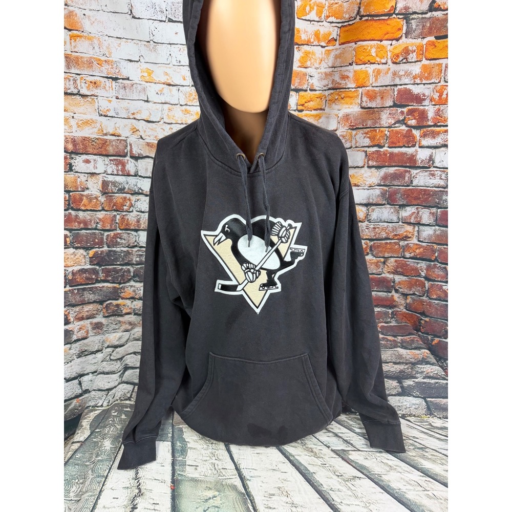 Majestic Pittsburgh Penguins NHL Hoodie Black Embroidered Logo Sweatshirt XL